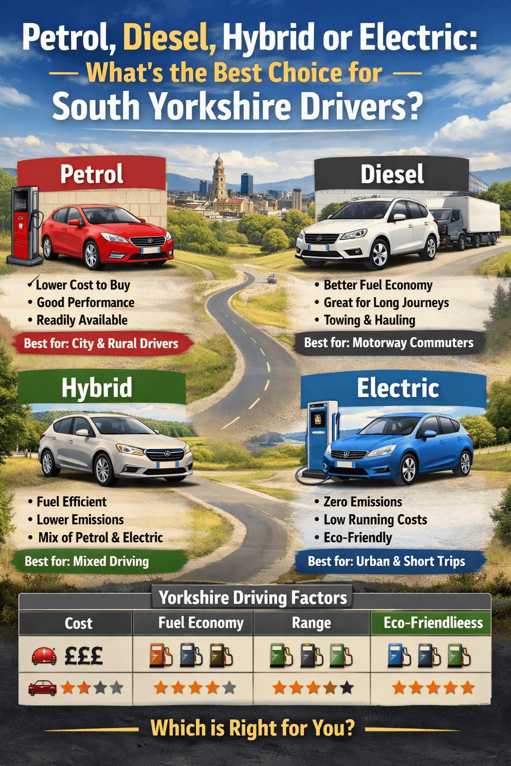 Petrol, Diesel, Hybrid or Electric: What's the Best Choice for South Yorkshire Drivers?